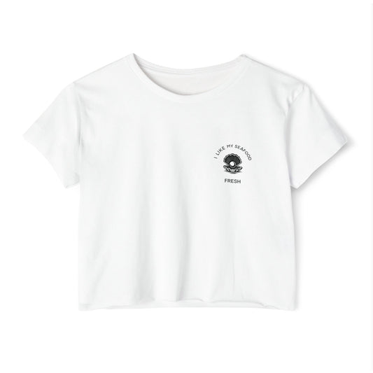 I Like My Seafood - Pocket Design Crop Tee