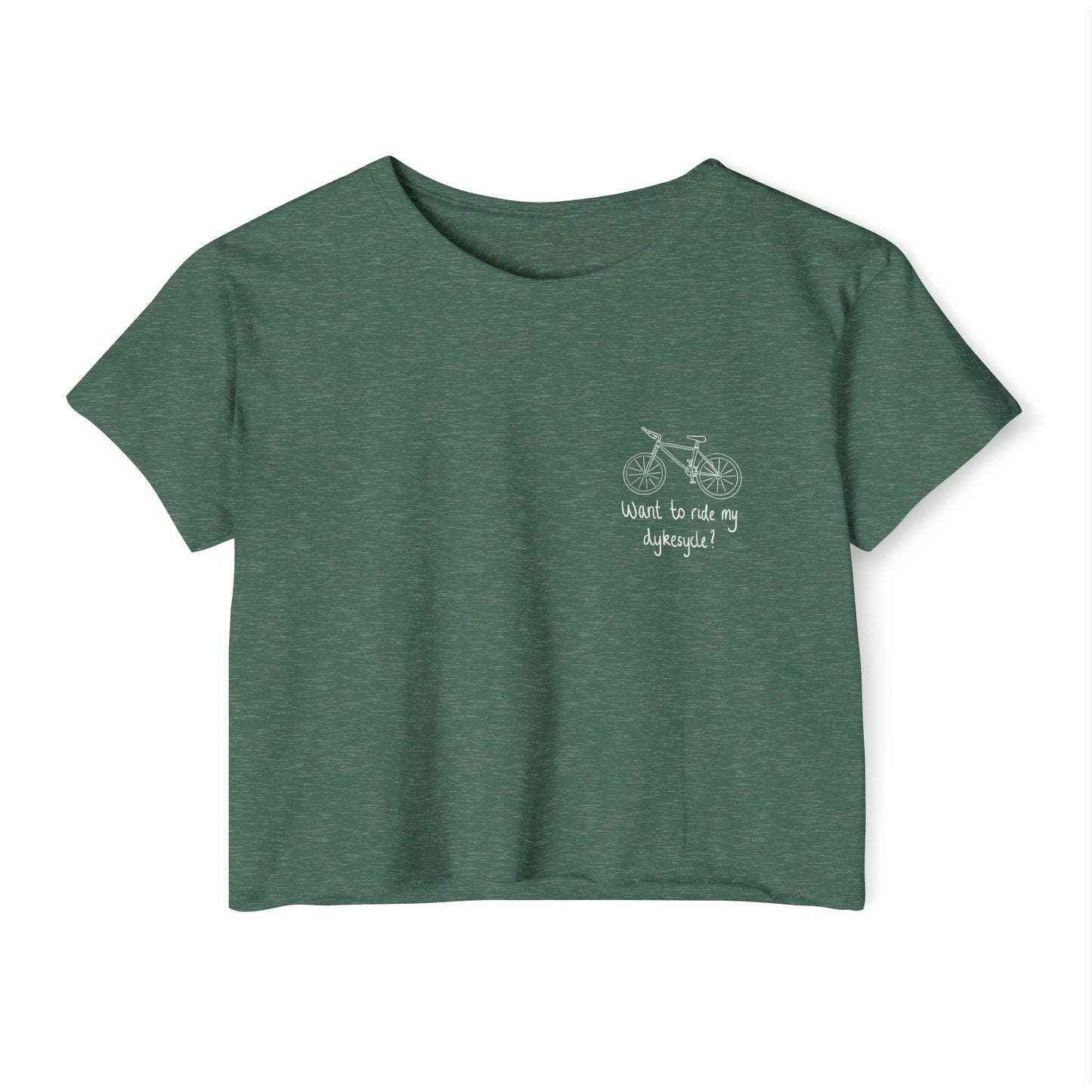Want To Ride My Dykesycle? - Pocket Design Crop Tee
