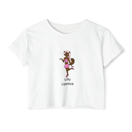 Lilly Lipstick - Front Design Crop Tee